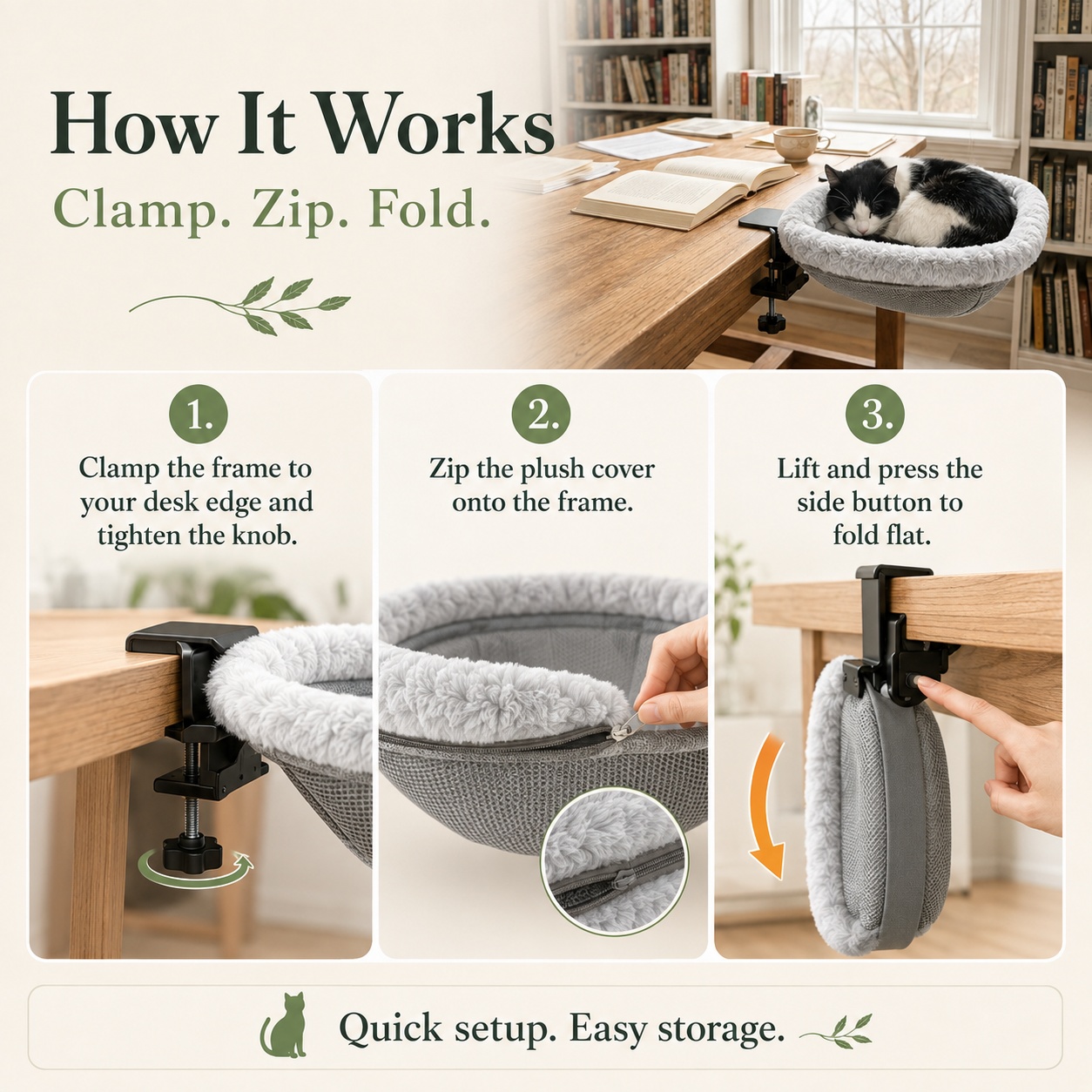 ✨Durable Ergonomic Cat Desk Bed 🐱