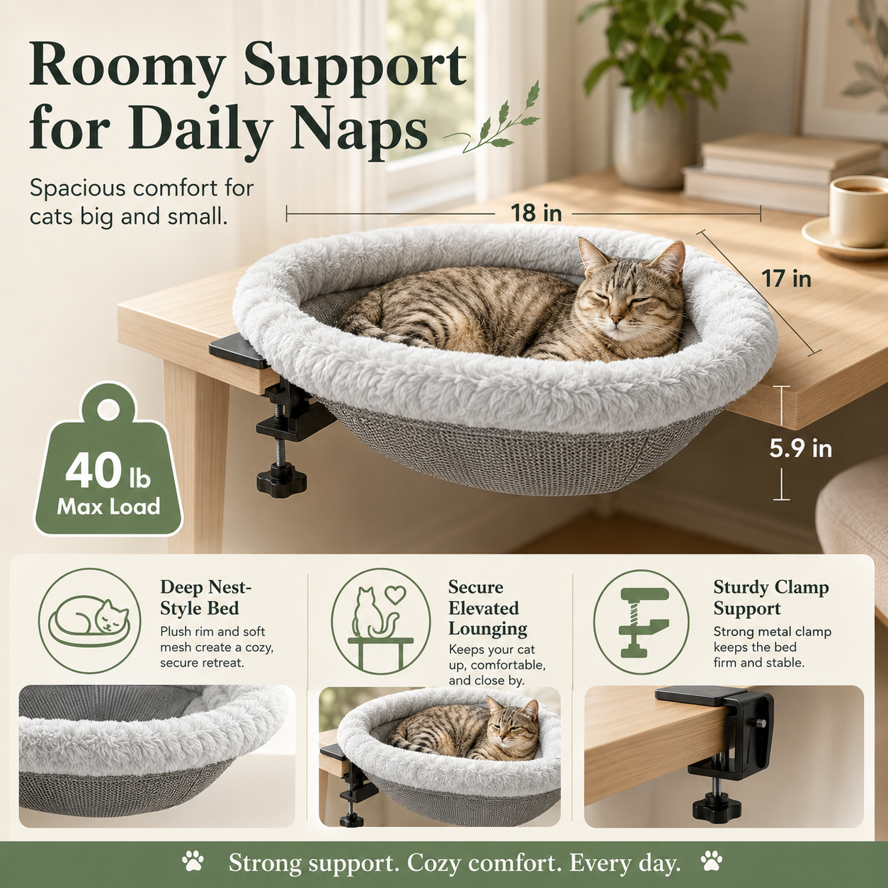 ✨Durable Ergonomic Cat Desk Bed 🐱