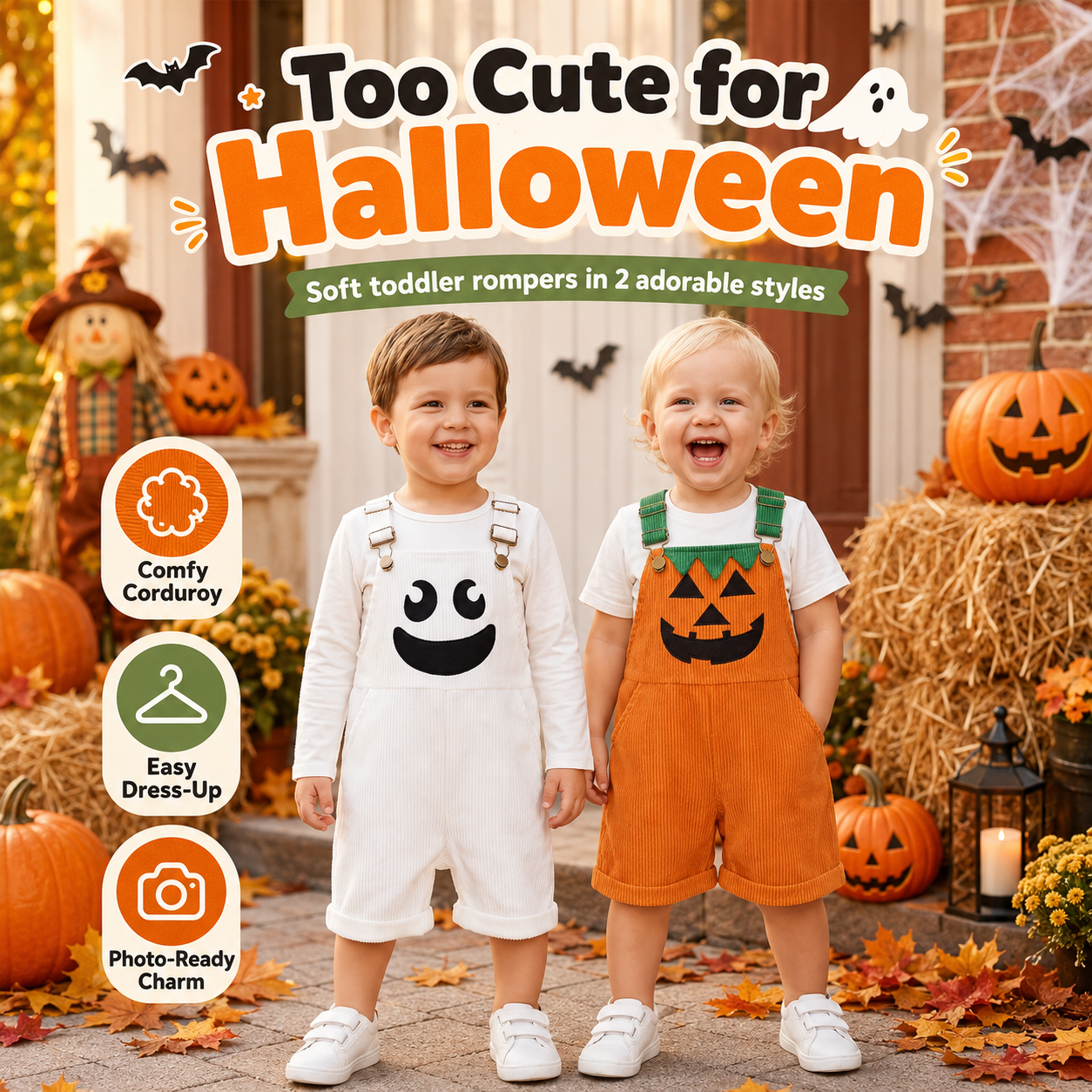 ✨Halloween Early Sale🎃Baby Boy Halloween Overalls