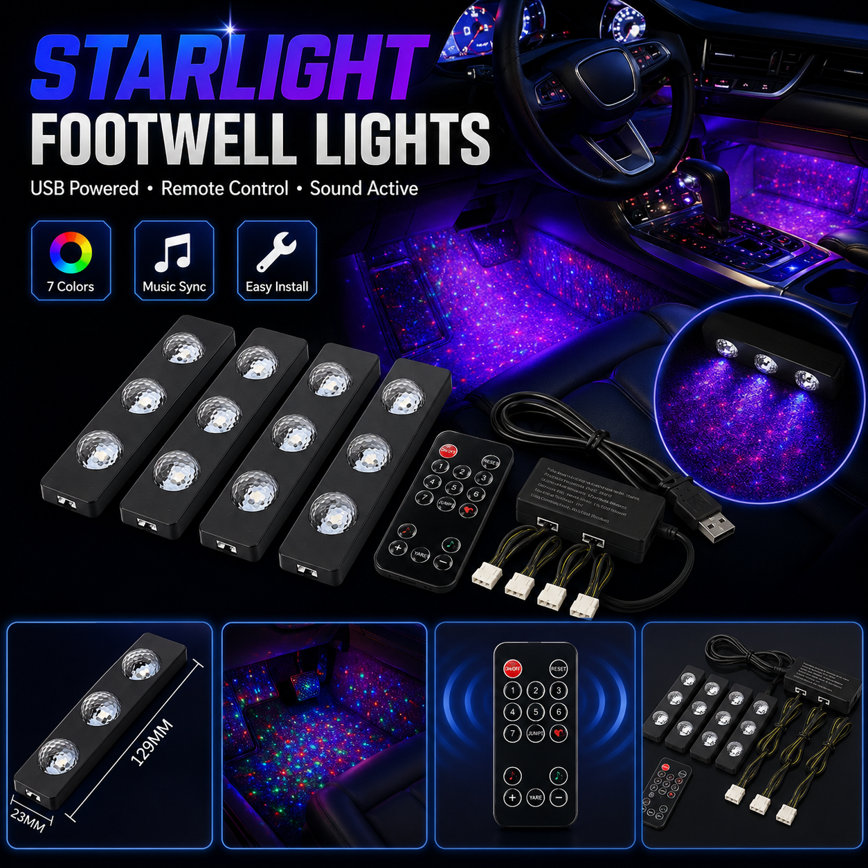 ✨7-Color Starlight Footwell Lights Kit