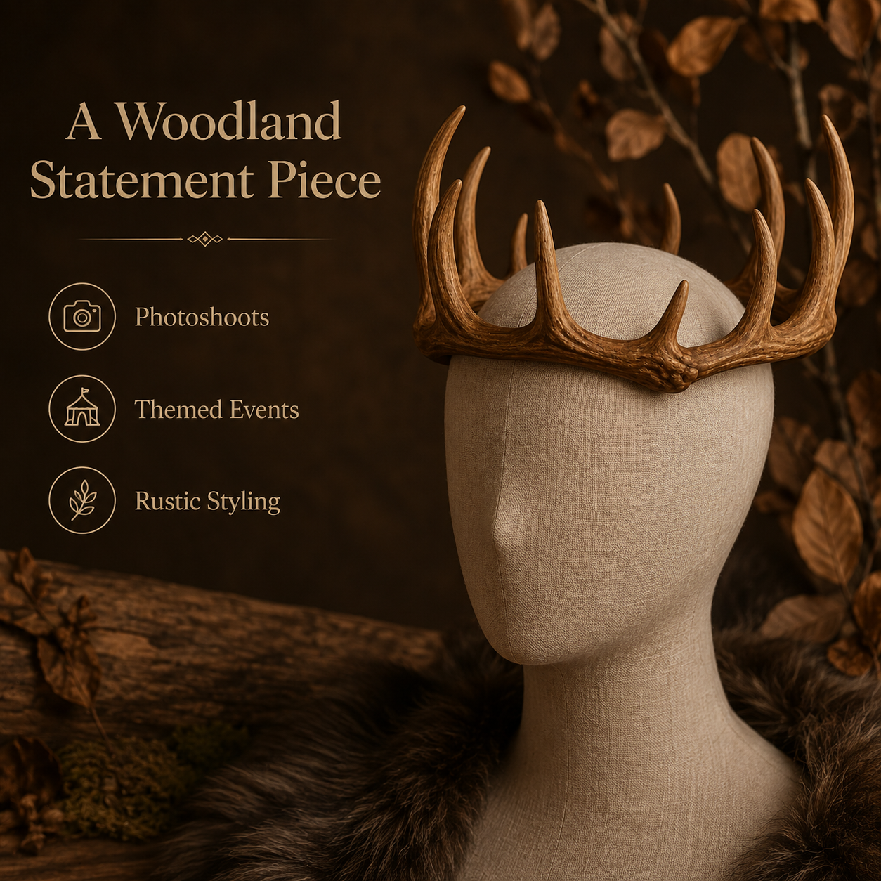 🔥Handcrafted Wooden Deer Antler Crown