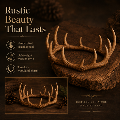 🔥Handcrafted Wooden Deer Antler Crown