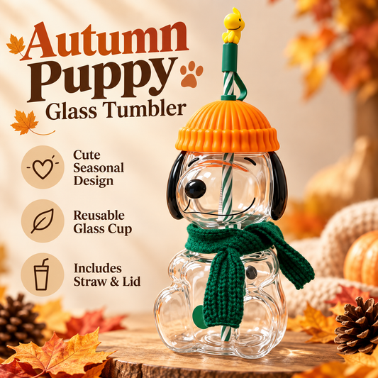 ✨Autumn Puppy Glass Tumbler🐕