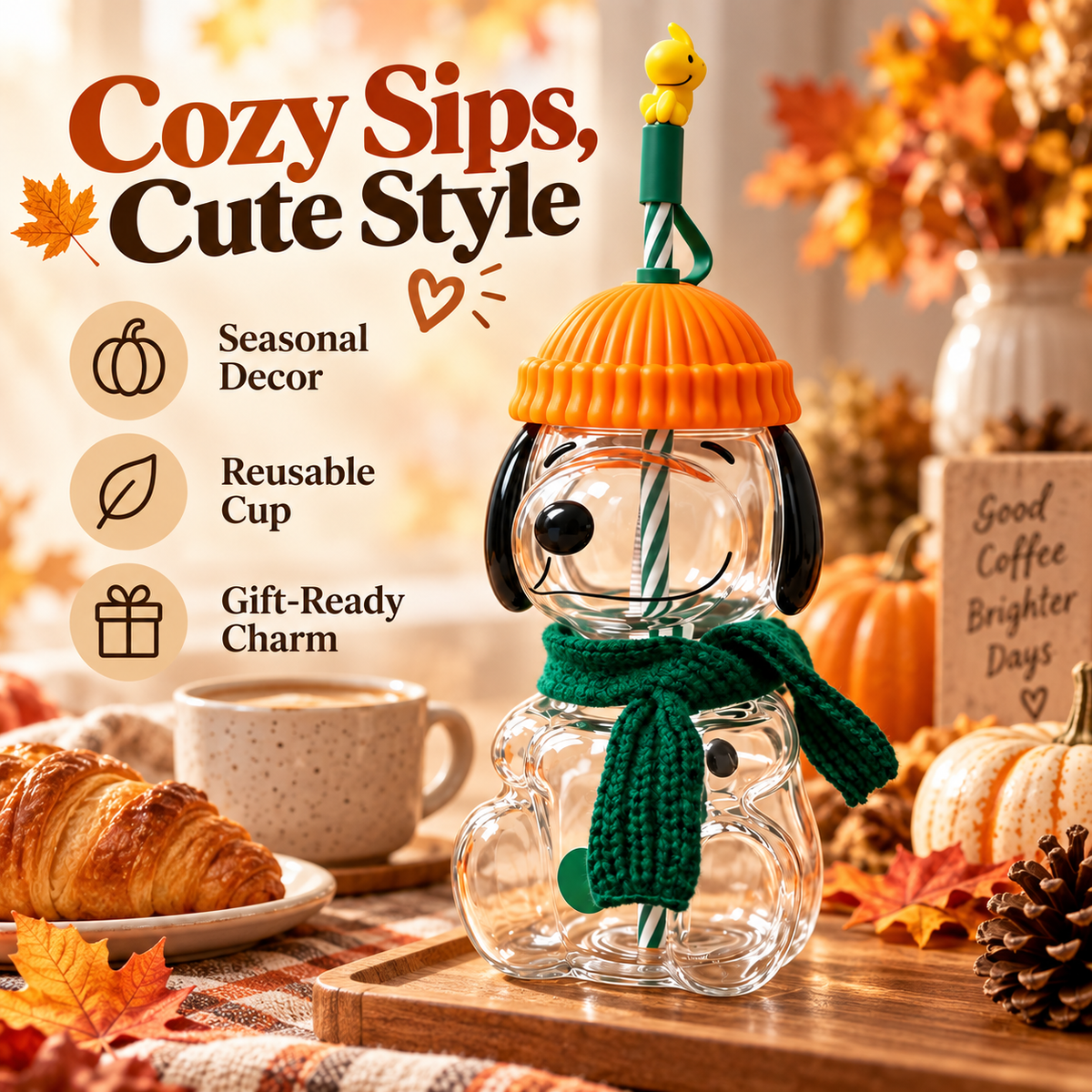 ✨Autumn Puppy Glass Tumbler🐕