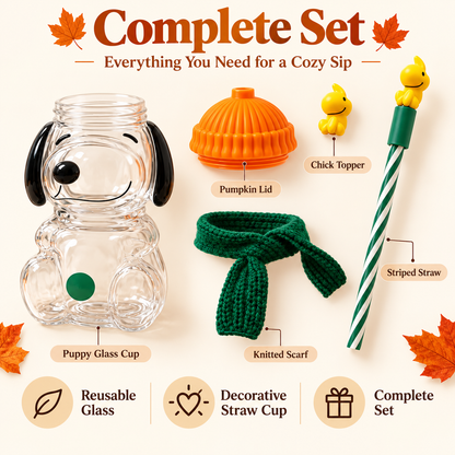 ✨Autumn Puppy Glass Tumbler🐕