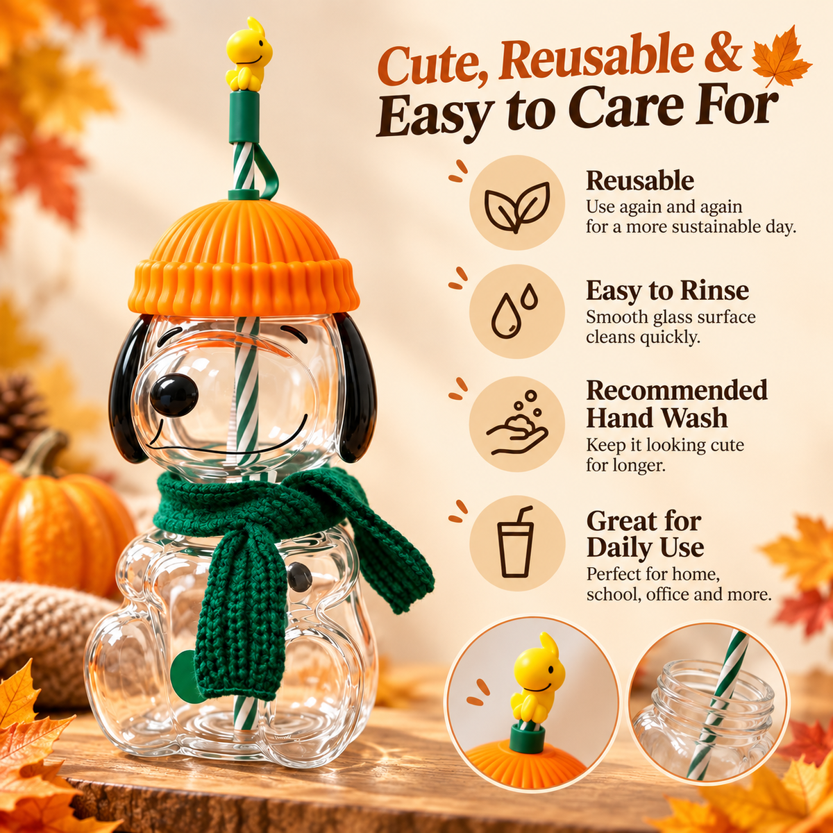 ✨Autumn Puppy Glass Tumbler🐕