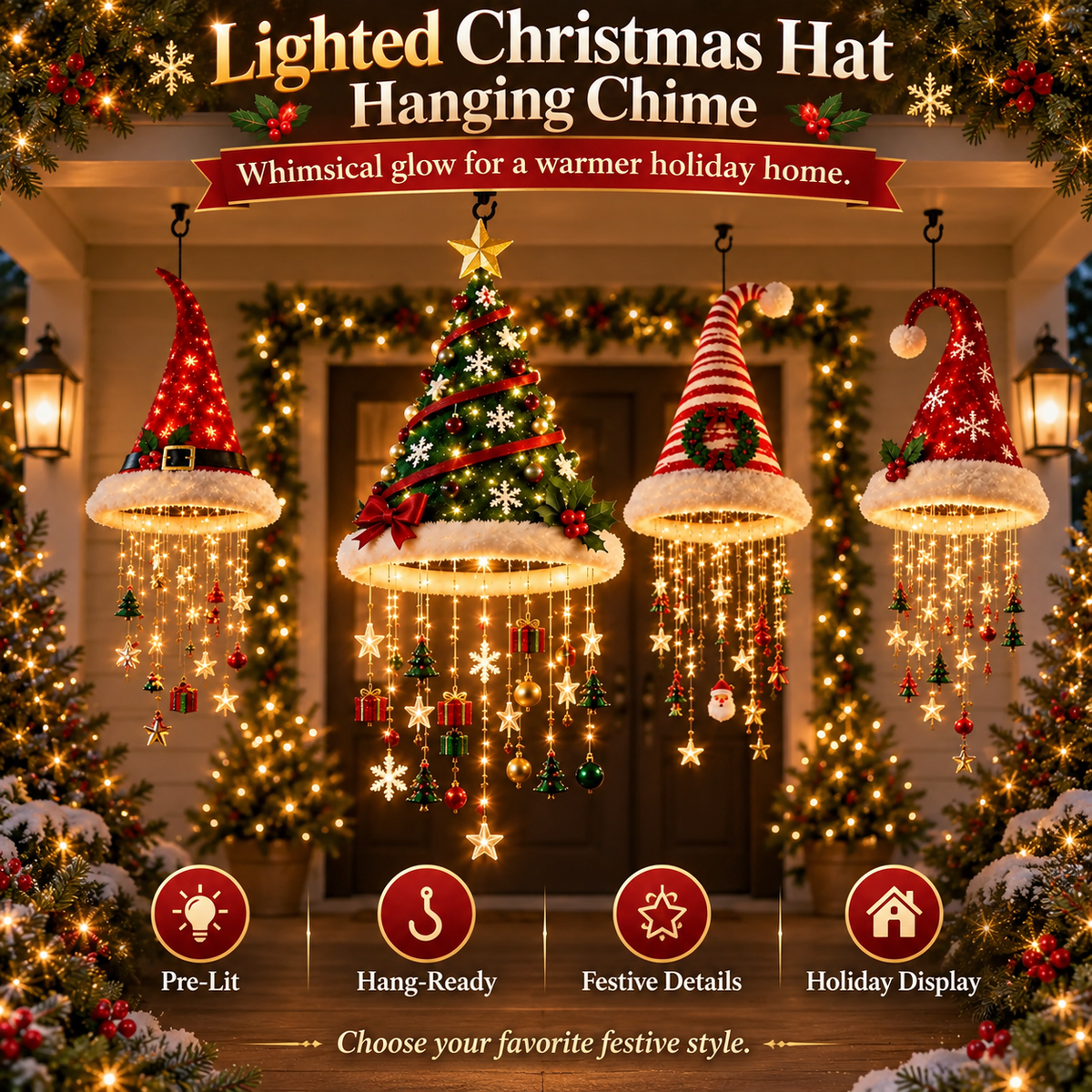 ✨Lighted Christmas Hat Hanging Chime