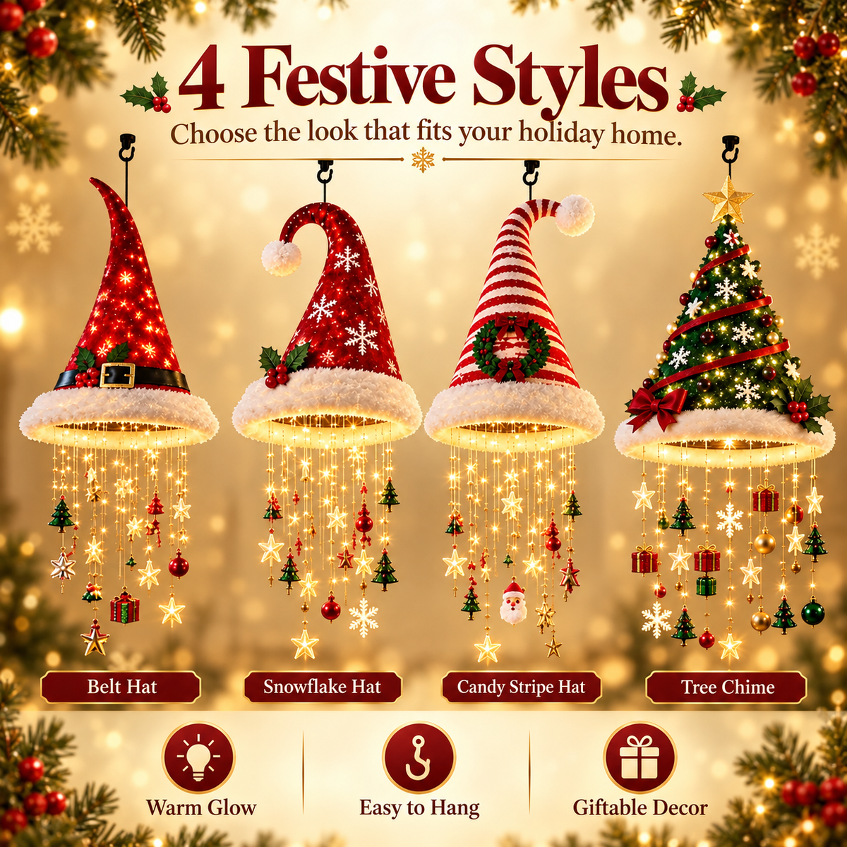 ✨Lighted Christmas Hat Hanging Chime