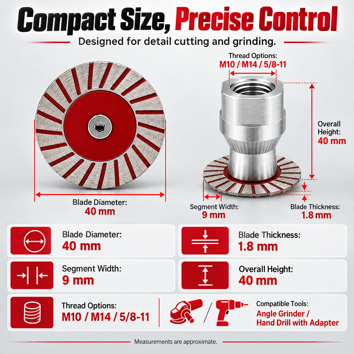 ✨40mm Corrugated Diamond Saw Blade & Angle Grinder Arbor (Imperial/US Thread)