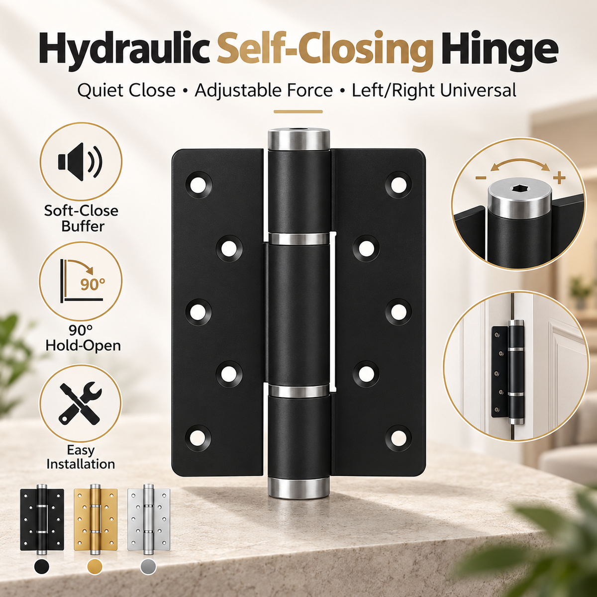 ✨Hydraulic Self-Closing Hinge / Adjustable Soft-Close Door Hinge