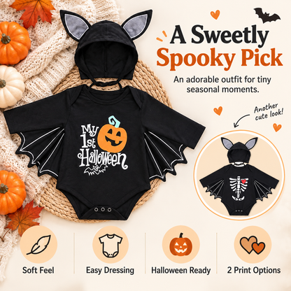 ✨My First Halloween Baby Bat-Wing Long-Sleeve Romper🎃🦇