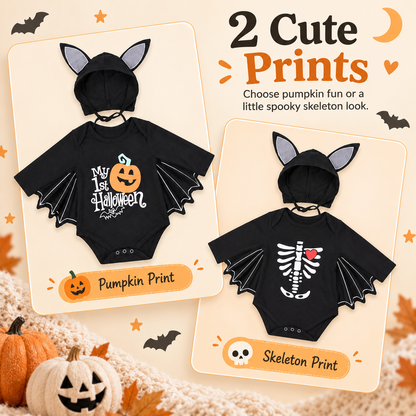 ✨My First Halloween Baby Bat-Wing Long-Sleeve Romper🎃🦇