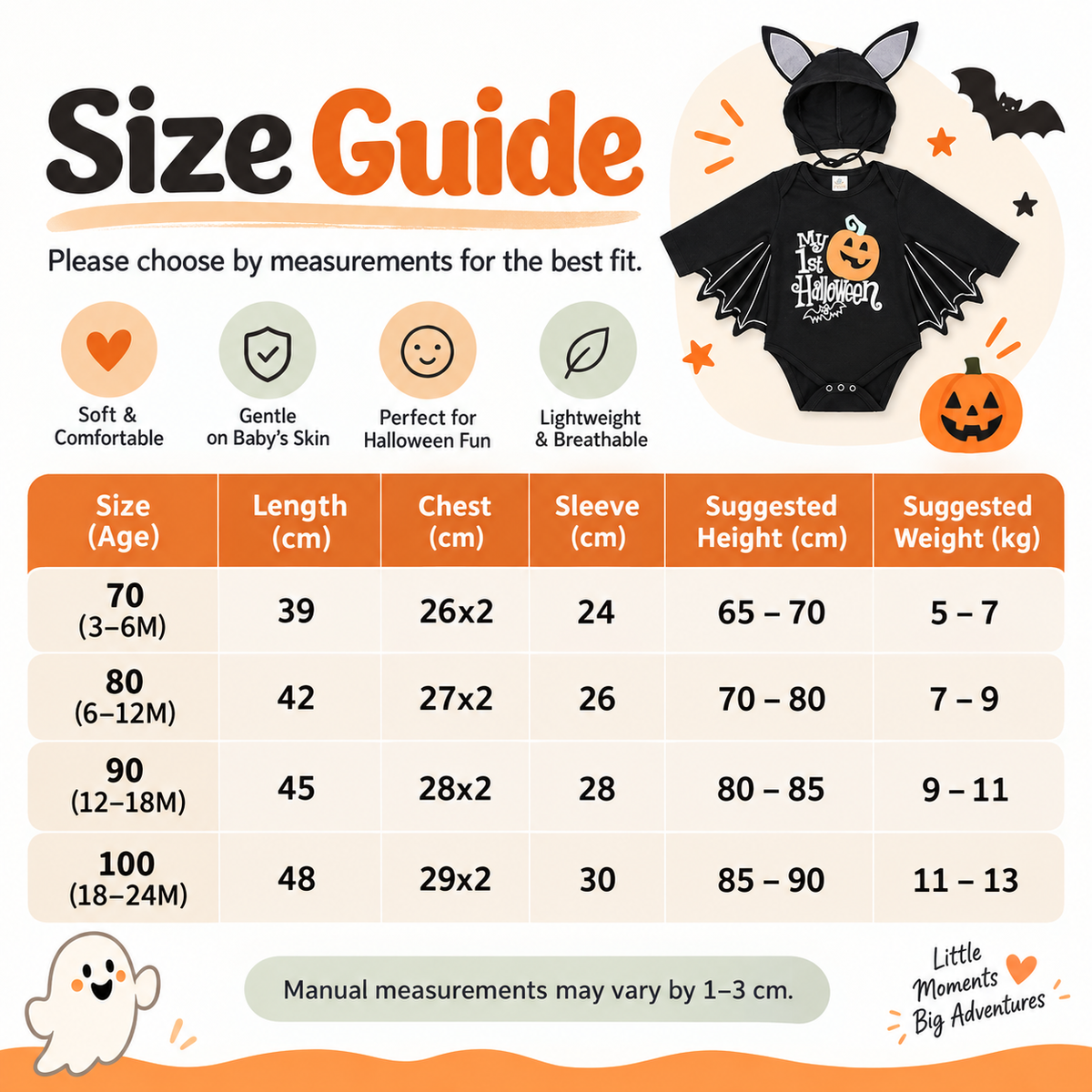 ✨My First Halloween Baby Bat-Wing Long-Sleeve Romper🎃🦇