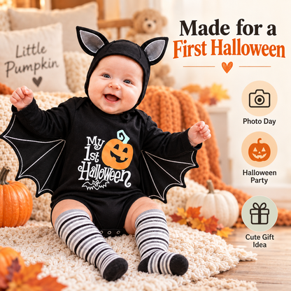 ✨My First Halloween Baby Bat-Wing Long-Sleeve Romper🎃🦇