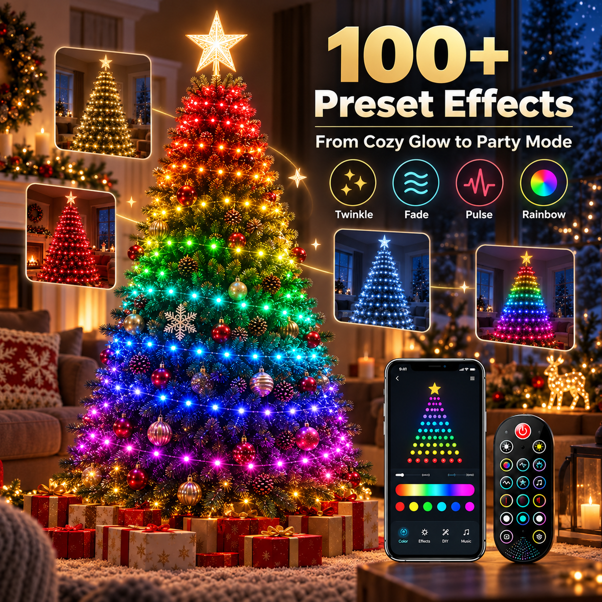 ✨Smart APP & Remote RGB Christmas Tree Lights🎄