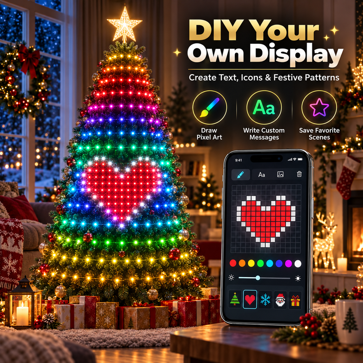 ✨Smart APP & Remote RGB Christmas Tree Lights🎄
