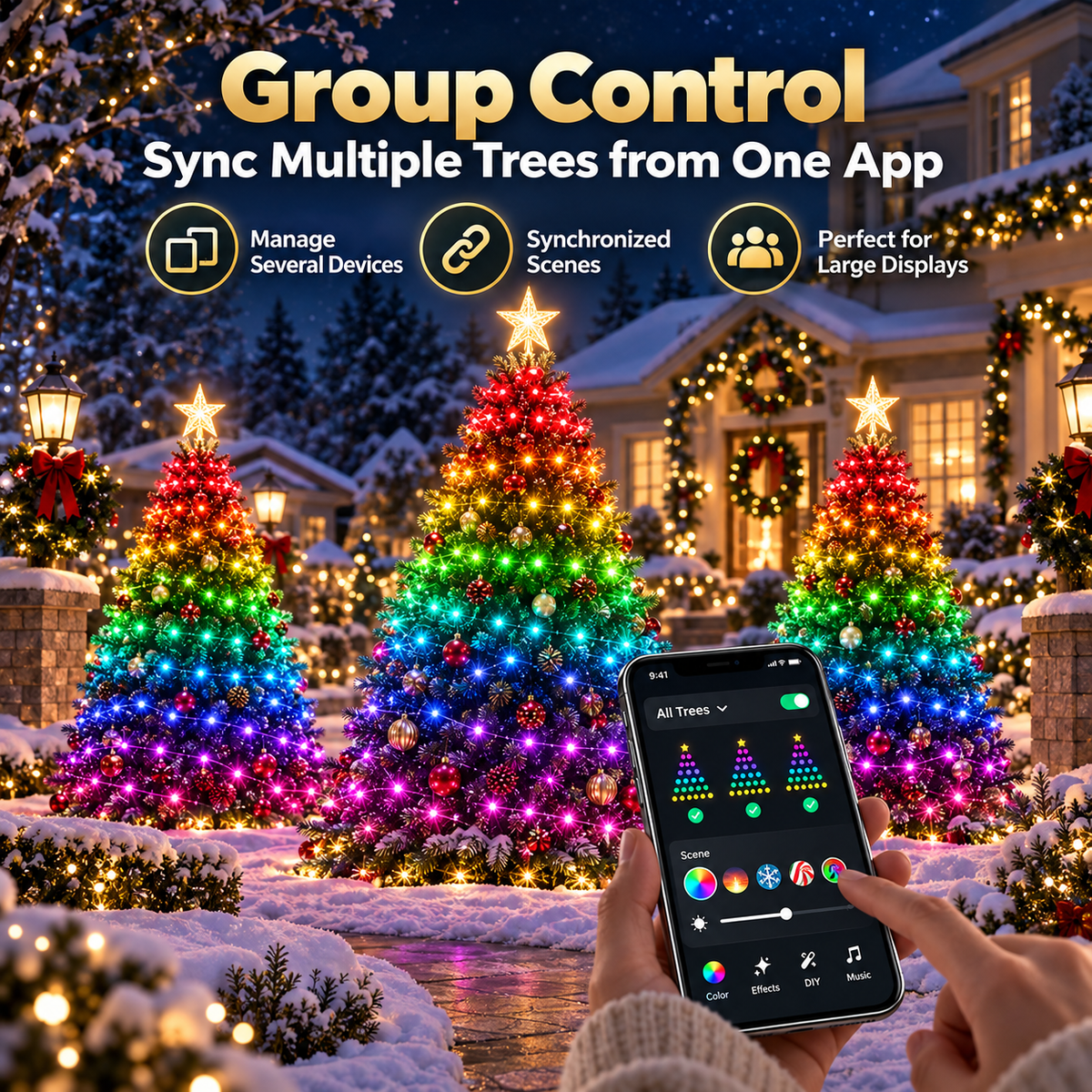 ✨Smart APP & Remote RGB Christmas Tree Lights🎄