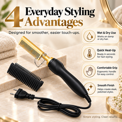 ✨Portable Heated Electric Hair Straightening Comb For Wet and Dry Hair Styling