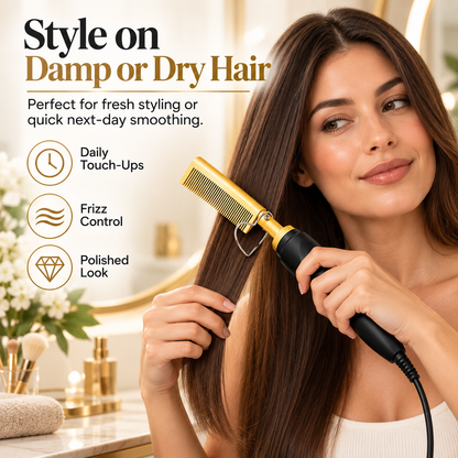 ✨Portable Heated Electric Hair Straightening Comb For Wet and Dry Hair Styling