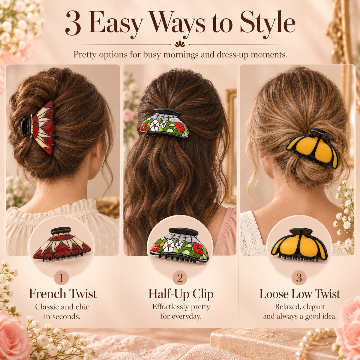 ✨4 Pcs Vintage-Inspired Hair Accessory