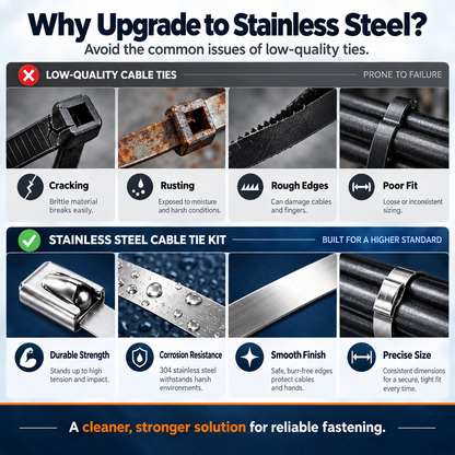 ✨304 Stainless Steel Cable Tie Kit + Tensioning Tool🛠️
