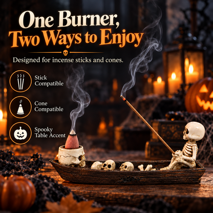 ✨Skull-themed incense holder ornament (boat-shaped)💀