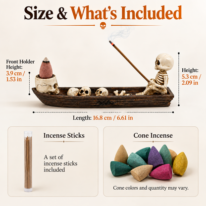 ✨Skull-themed incense holder ornament (boat-shaped)💀