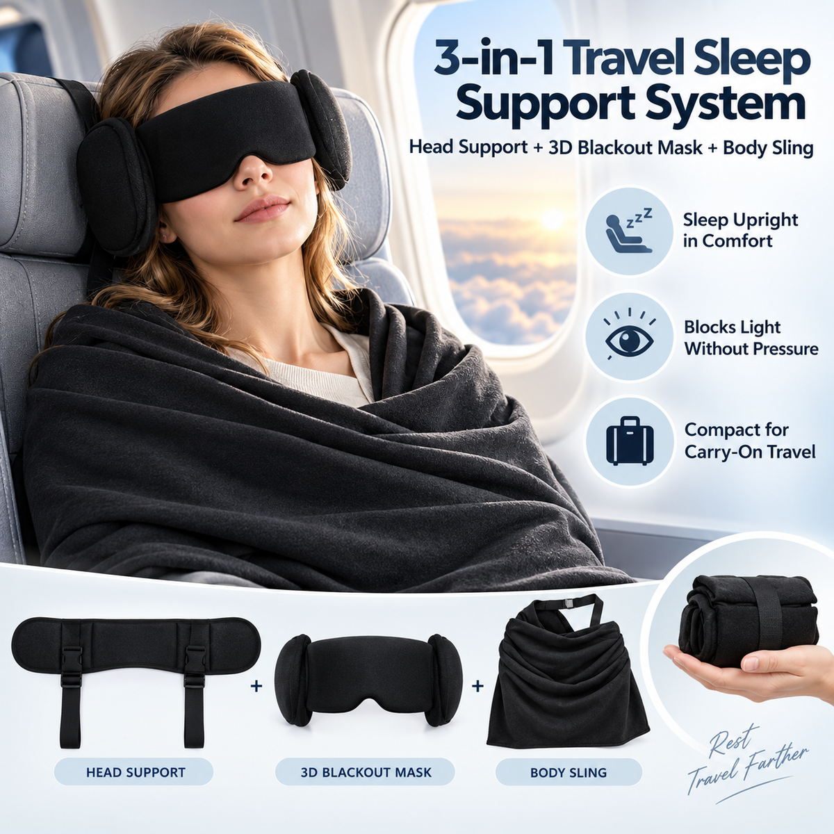 ✨3-in-1 Travel Sleep Support System