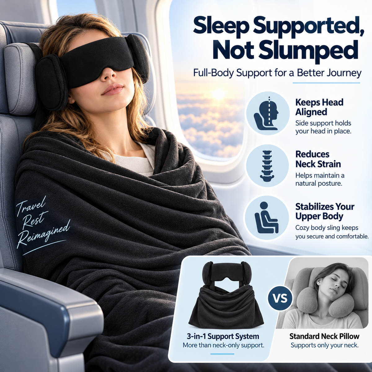 ✨3-in-1 Travel Sleep Support System