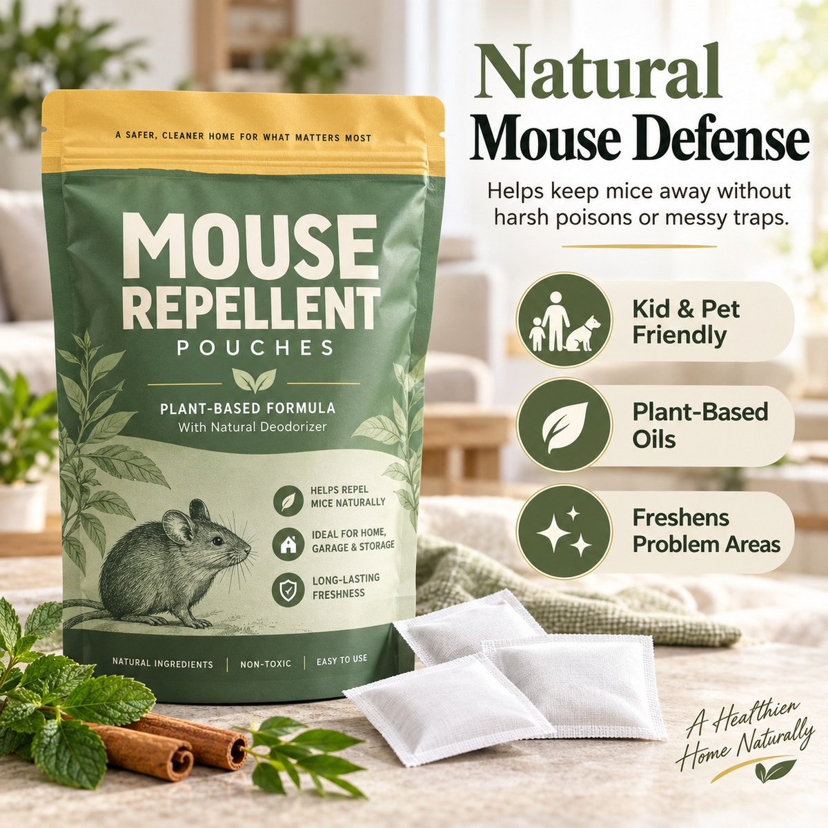 ✨ Mouse Repellent Pouches – All-Natural Rodent Repellent (12 Pouches)🐭