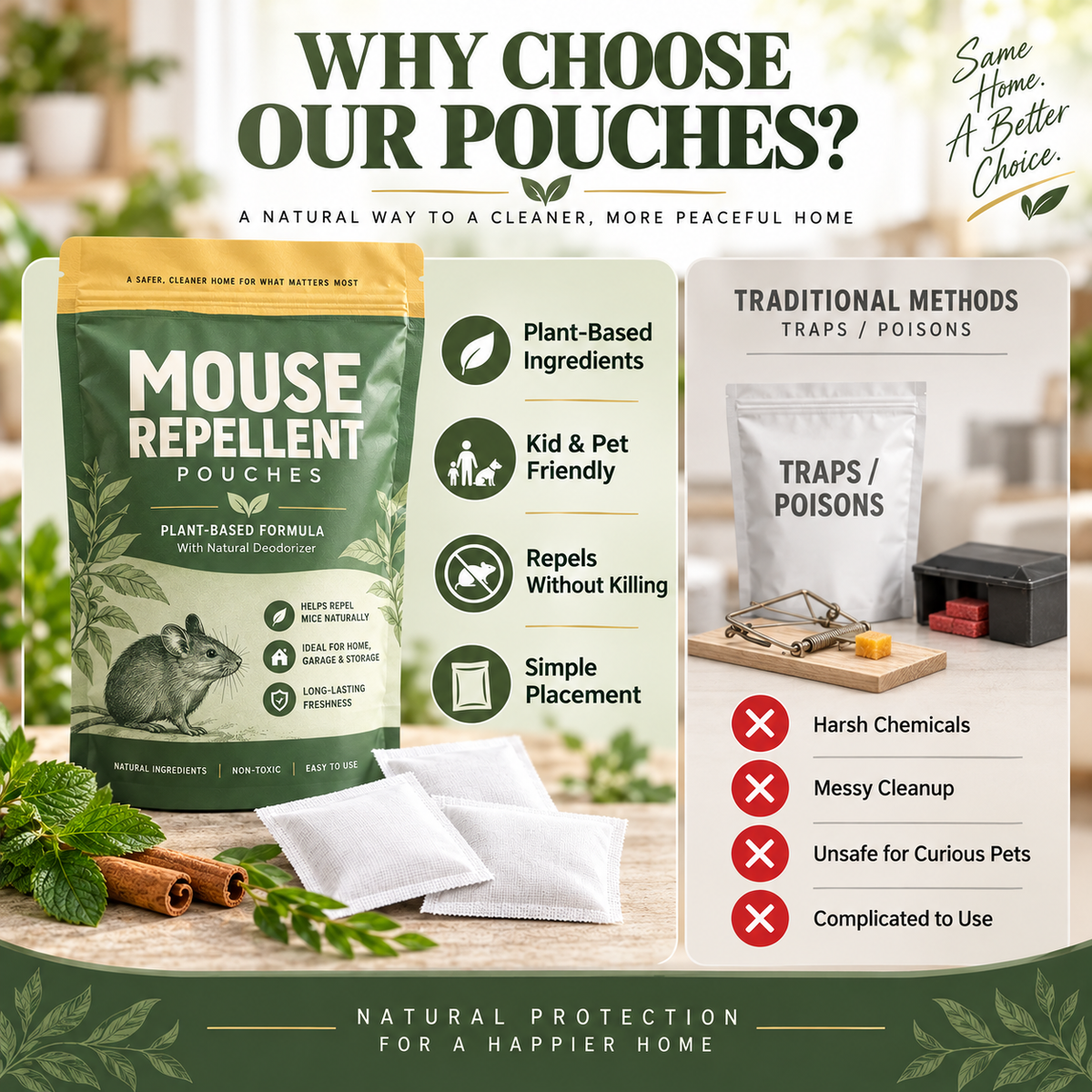 ✨ Mouse Repellent Pouches – All-Natural Rodent Repellent (12 Pouches)🐭