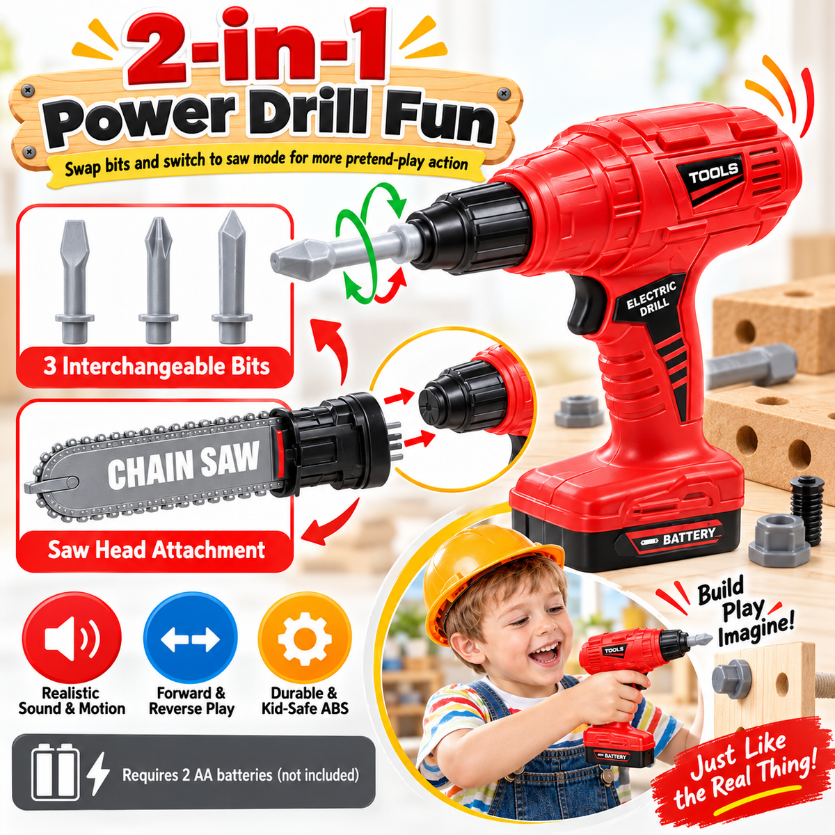 🔥Kids Tool Set, 41 Pcs with Box and Electronic Toy Drill for Child Ages 3+