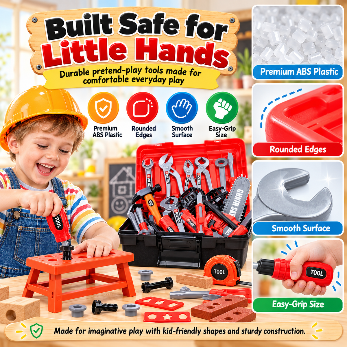 🔥Kids Tool Set, 41 Pcs with Box and Electronic Toy Drill for Child Ages 3+
