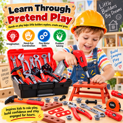 🔥Kids Tool Set, 41 Pcs with Box and Electronic Toy Drill for Child Ages 3+