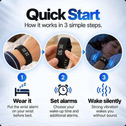 ✨Silent Vibration Alarm Clock – Wearable Wake-Up Device for Heavy Sleepers⏰