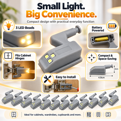 ✨10-Pack LED Cabinet Hinge Lights💡