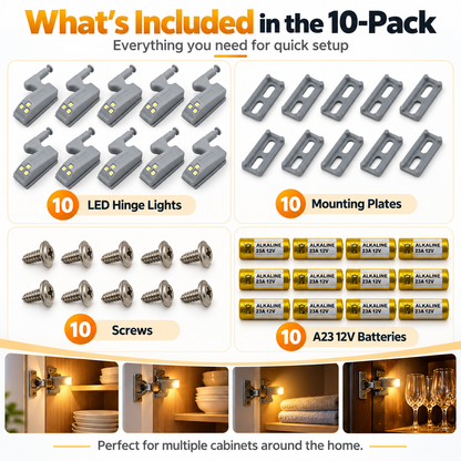 ✨10-Pack LED Cabinet Hinge Lights💡