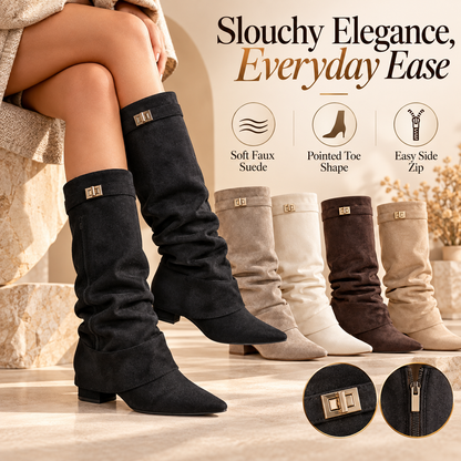 ✨Slouchy Metal Buckle Mid-Calf Boots🌏Global Free Shipping