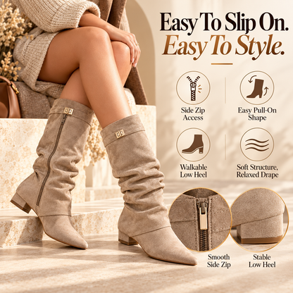 ✨Slouchy Metal Buckle Mid-Calf Boots🌏Global Free Shipping