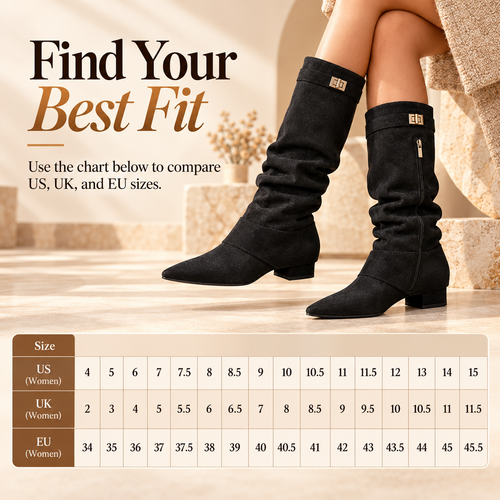 ✨Slouchy Metal Buckle Mid-Calf Boots🌏Global Free Shipping