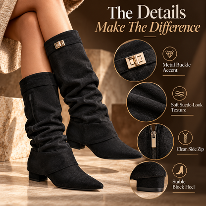 ✨Slouchy Metal Buckle Mid-Calf Boots🌏Global Free Shipping