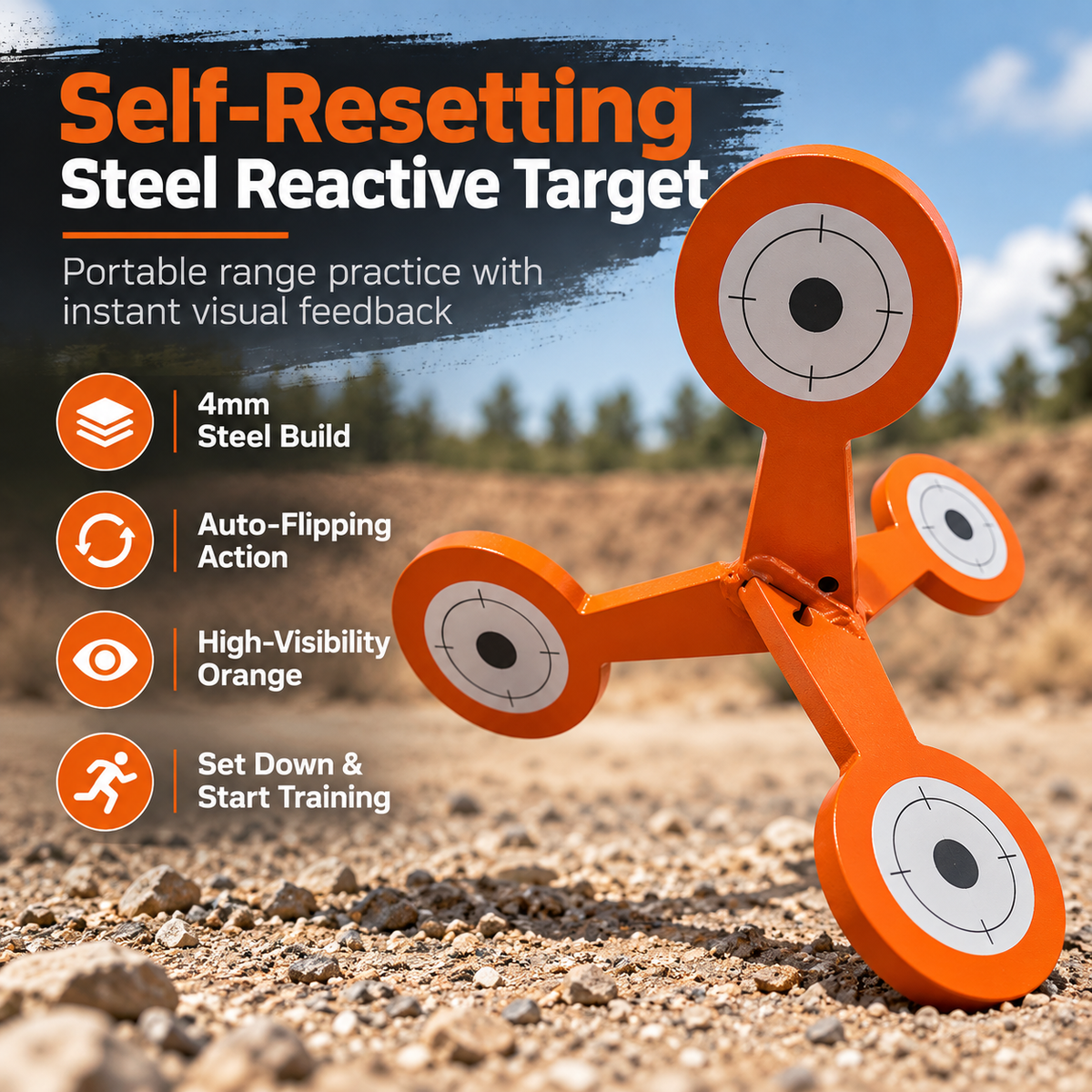 ✨4mm Steel Reactive Rolling Target – Self-Resetting Outdoor Practice Target