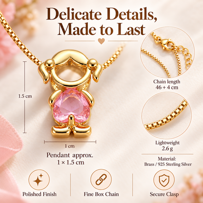 🔥Brass Custom Heart Birthstone Necklace With 1-6 Family Charms