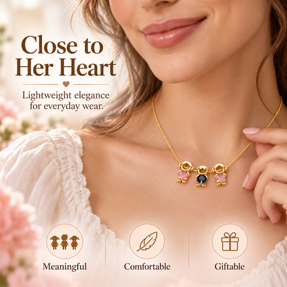 🔥Brass Custom Heart Birthstone Necklace With 1-6 Family Charms
