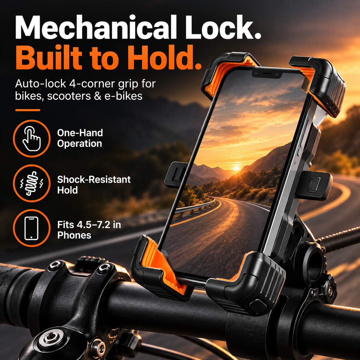 ✨4-Point Locking Handlebar Phone Mount📱
