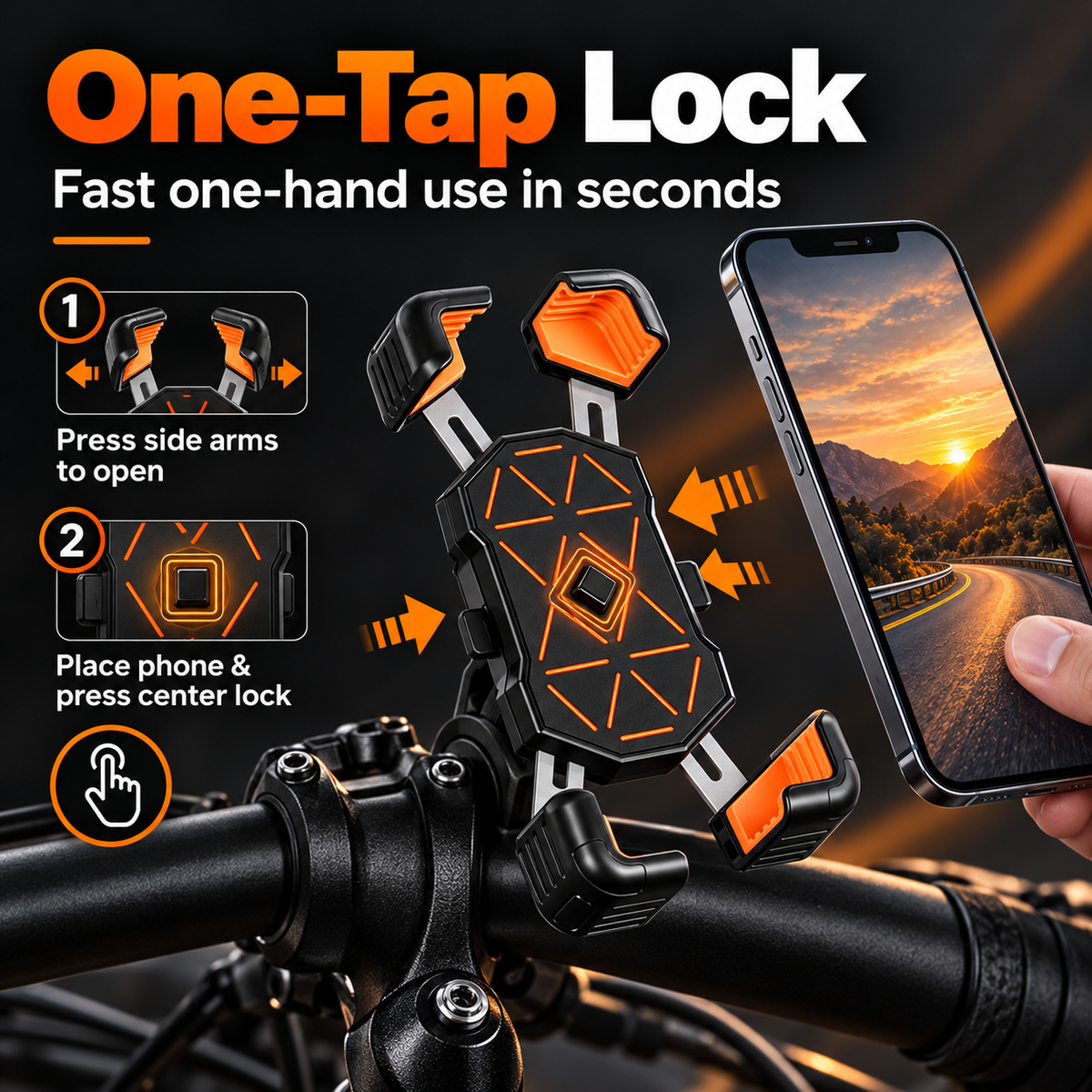✨4-Point Locking Handlebar Phone Mount📱