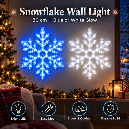 ✨30 CM Snowflake Wall Light ❄ Ice Blue & Pure White