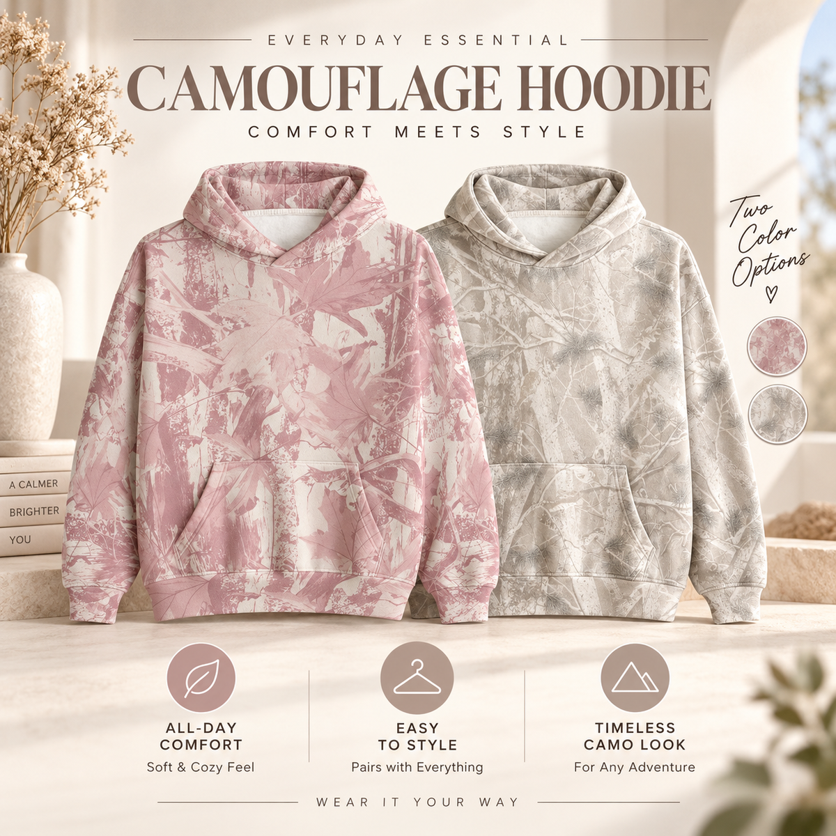 ✨Forest-colored printed hoodie
