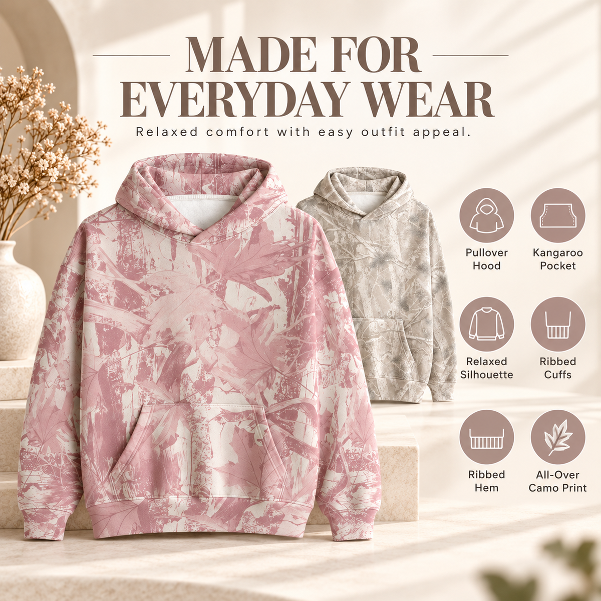 ✨Forest-colored printed hoodie