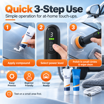 ✨2026 Hot Sale🚗 Cordless Car Polisher — 12,000 RPM 3-in-1 Buffer, Waxer & Sander